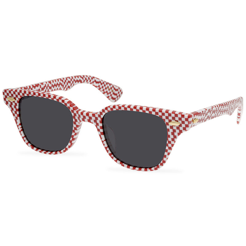 2022 Spring New Unique Black And White Plaid Red And White Plaid Texture Acetate Frame Sunglasses New Designer Polarized Sunglasses - eyeshions