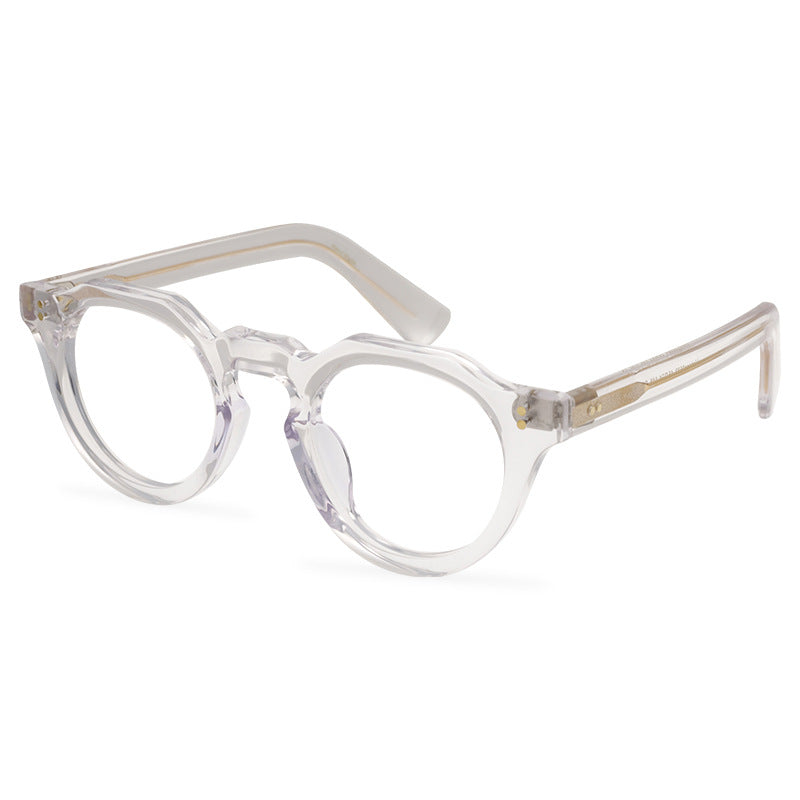 Trendy High Quality Thickened Acetate Fiber Glasses Frame Polygonal Flat Eyeglass Frame Fashionable Candy Color Splice - eyeshions