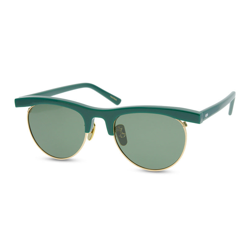 American Fashion Brand New York Designer Model Flat Eyebrow Plate With Metal Optical Frame Old Half Frame Eyebrow Frame - eyeshions