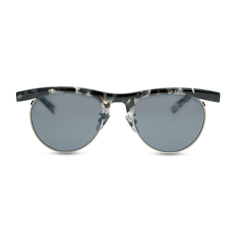 American Fashion Brand New York Designer Model Flat Eyebrow Plate With Metal Optical Frame Old Half Frame Eyebrow Frame - eyeshions