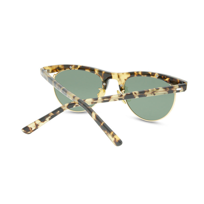 American Fashion Brand New York Designer Model Flat Eyebrow Plate With Metal Optical Frame Old Half Frame Eyebrow Frame - eyeshions