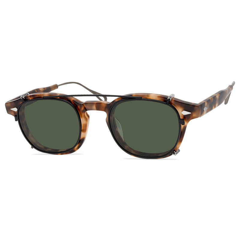 LEMTOSH-TTCLIP Men'S And Women'S Retro Fashion Polarized Sunglasses Acetate Frames Multi-Purpose Combination Frame Set - eyeshions