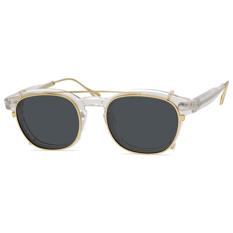 LEMTOSH-TTCLIP Men'S And Women'S Retro Fashion Polarized Sunglasses Acetate Frames Multi-Purpose Combination Frame Set - eyeshions
