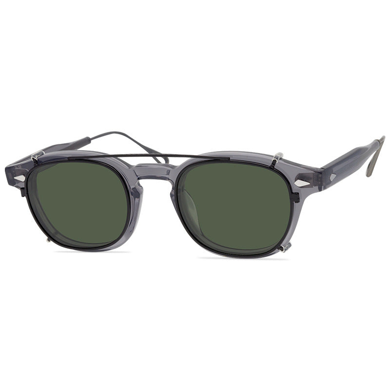 LEMTOSH-TTCLIP Men'S And Women'S Retro Fashion Polarized Sunglasses Acetate Frames Multi-Purpose Combination Frame Set - eyeshions