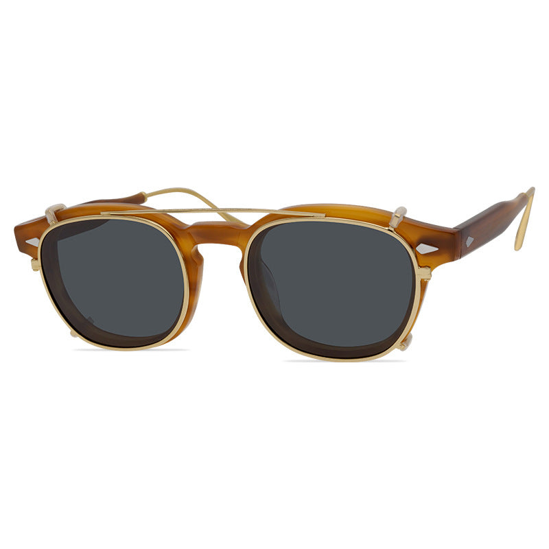 LEMTOSH-TTCLIP Men'S And Women'S Retro Fashion Polarized Sunglasses Acetate Frames Multi-Purpose Combination Frame Set - eyeshions