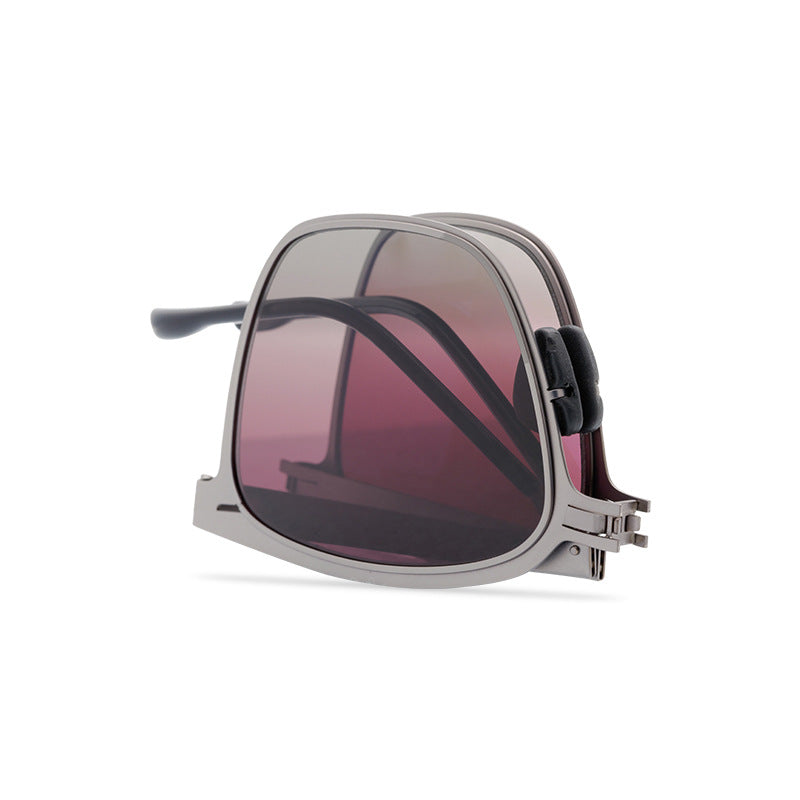 Personalized Minority Sunglasses Designer Model Foldable Metal Sunglasses Lightweight Portable Trendy Sunglasses For Men - eyeshions