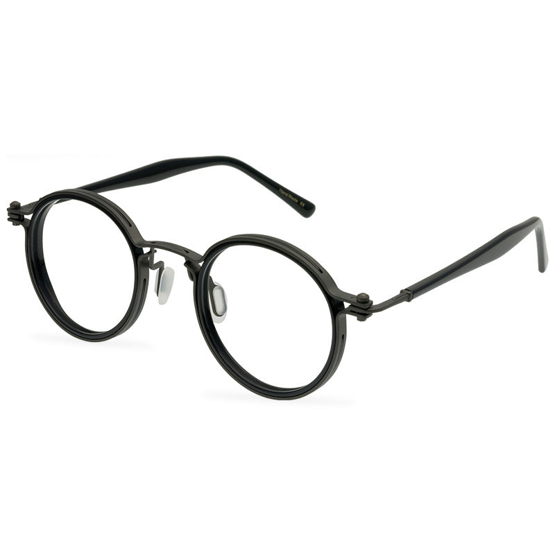 Small Retro Pure Titanium Plate Glasses Round Frame Handmade Glasses Frame Steampunk Flight Machinery Model - eyeshions