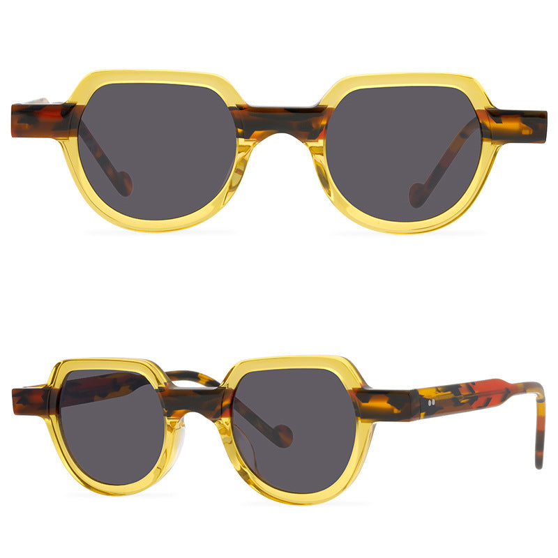 Hipster Mogul Street Shot Sunglasses Traditional Hand-Stitching Craft Plate Design Niche Retro Artistic Sunglasses - eyeshions