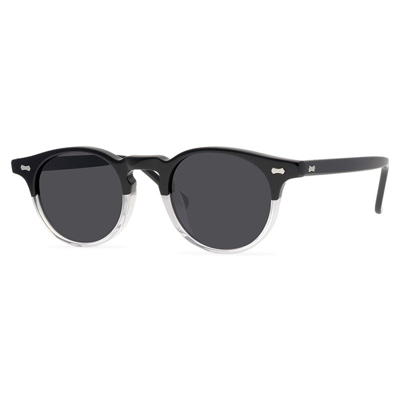 Fashion New Rivets Sunglasses Retro Stylish Polarized UV400 Sunglasses Internet Influencer Street Snap Round Frame Sun Glasses - eyeshions