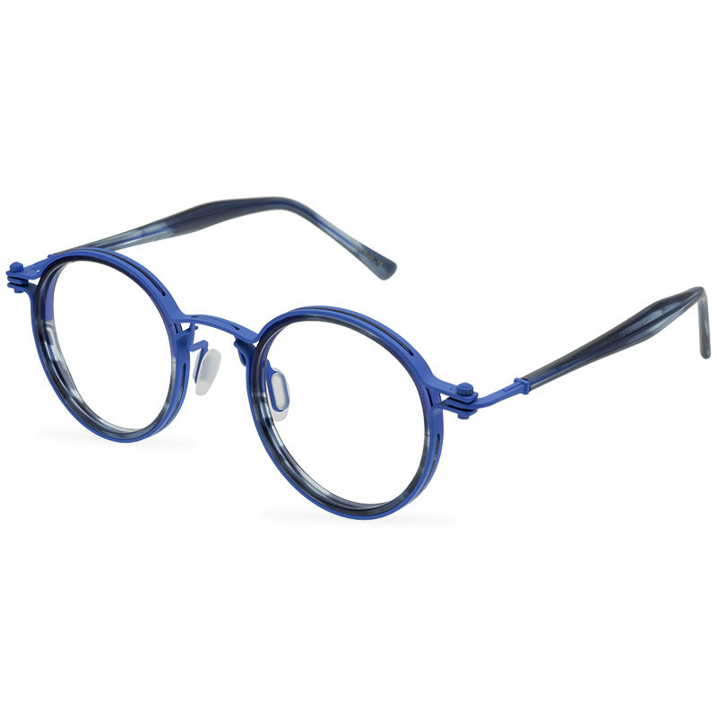 Small Retro Pure Titanium Plate Glasses Round Frame Handmade Glasses Frame Steampunk Flight Machinery Model - eyeshions