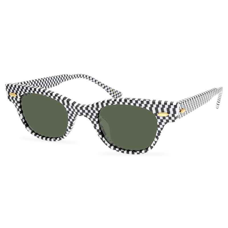 Personality Novel Unique Plate Black And White Plaid Red And White Plaid Texture Sunglasses Designer Polarized Sunglasses New - eyeshions