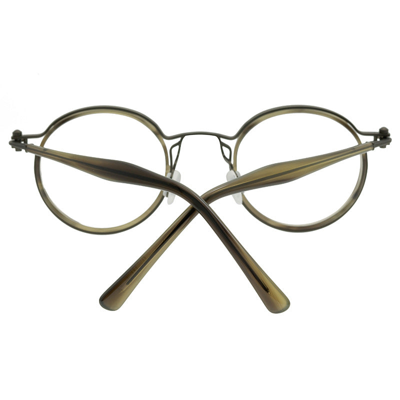 Small Retro Pure Titanium Plate Glasses Round Frame Handmade Glasses Frame Steampunk Flight Machinery Model - eyeshions