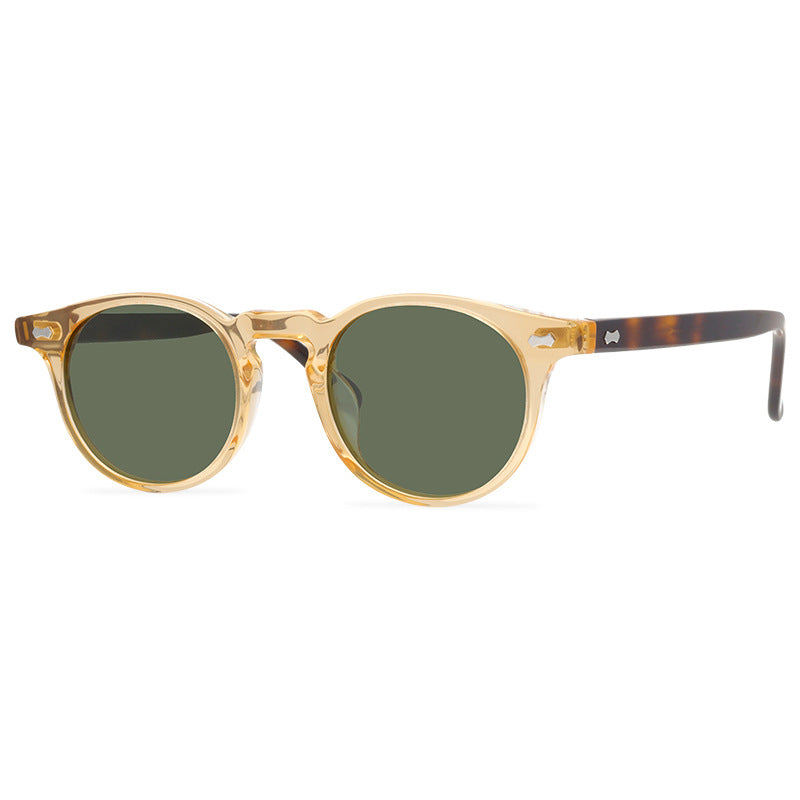 Fashion New Rivets Sunglasses Retro Stylish Polarized UV400 Sunglasses Internet Influencer Street Snap Round Frame Sun Glasses - eyeshions