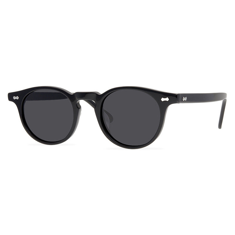 Fashion New Rivets Sunglasses Retro Stylish Polarized UV400 Sunglasses Internet Influencer Street Snap Round Frame Sun Glasses - eyeshions