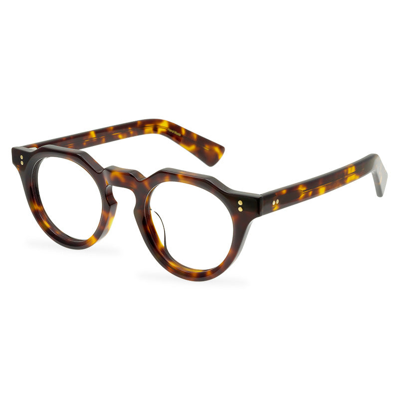 Trendy High Quality Thickened Acetate Fiber Glasses Frame Polygonal Flat Eyeglass Frame Fashionable Candy Color Splice - eyeshions
