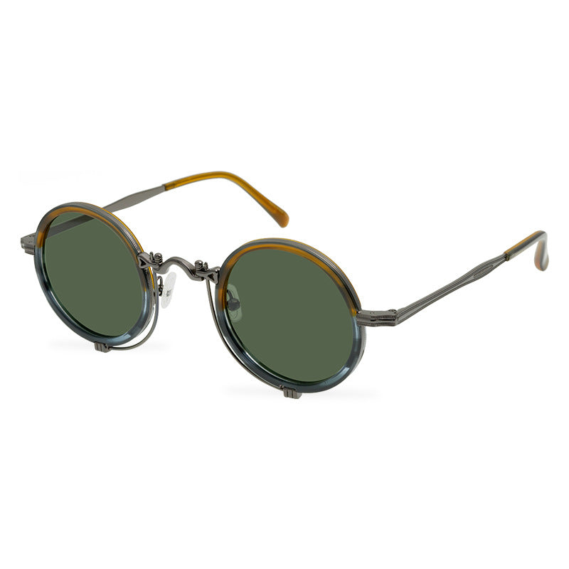 New Men'S Round Retro Polarized Sunglasses Artistic Republic Of China Style Glasses Women'S Full Rim Frame Sunglasses Fashion - eyeshions