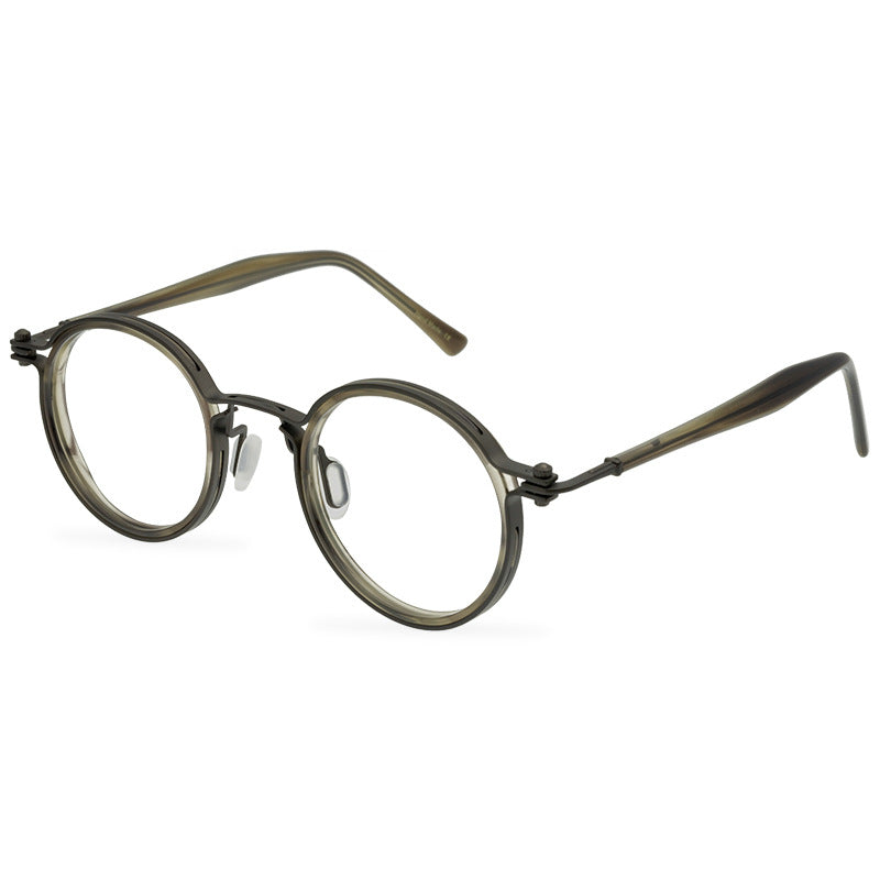 Small Retro Pure Titanium Plate Glasses Round Frame Handmade Glasses Frame Steampunk Flight Machinery Model - eyeshions