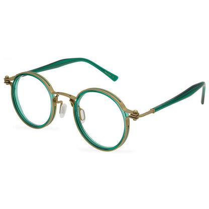 Small Retro Pure Titanium Plate Glasses Round Frame Handmade Glasses Frame Steampunk Flight Machinery Model - eyeshions