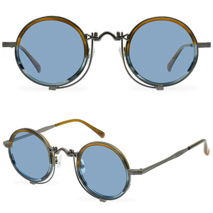 New Men'S Round Retro Polarized Sunglasses Artistic Republic Of China Style Glasses Women'S Full Rim Frame Sunglasses Fashion - eyeshions