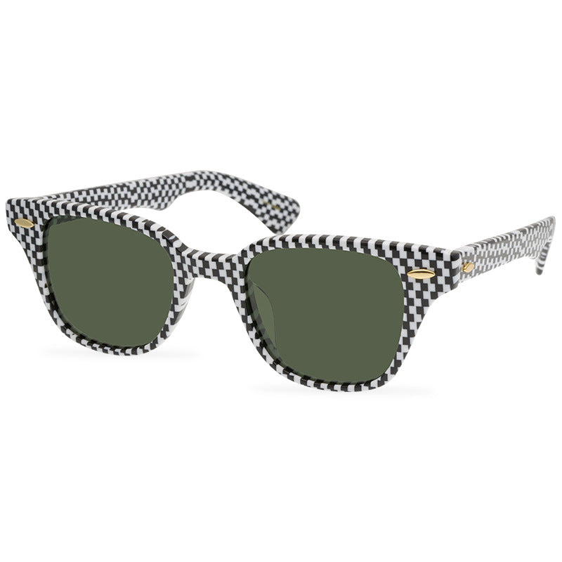 2022 Spring New Unique Black And White Plaid Red And White Plaid Texture Acetate Frame Sunglasses New Designer Polarized Sunglasses - eyeshions