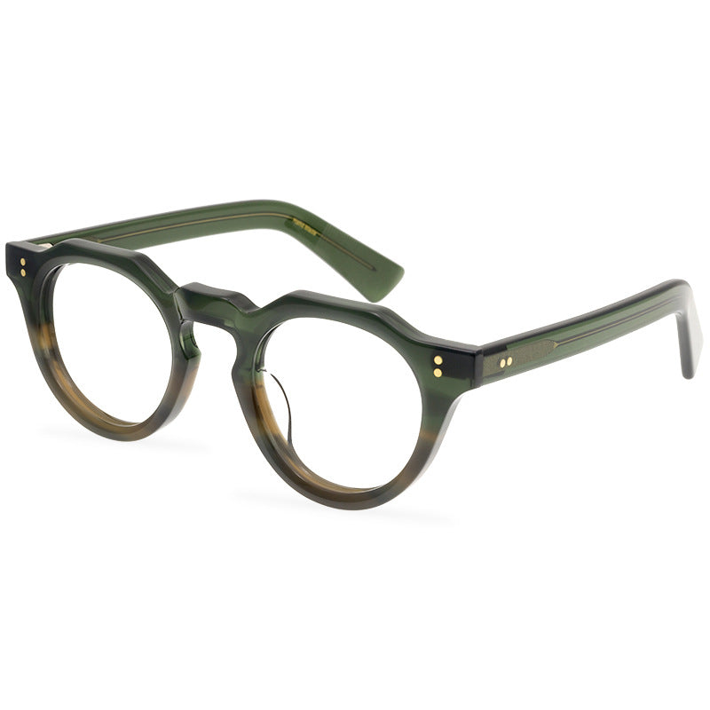 Trendy High Quality Thickened Acetate Fiber Glasses Frame Polygonal Flat Eyeglass Frame Fashionable Candy Color Splice - eyeshions