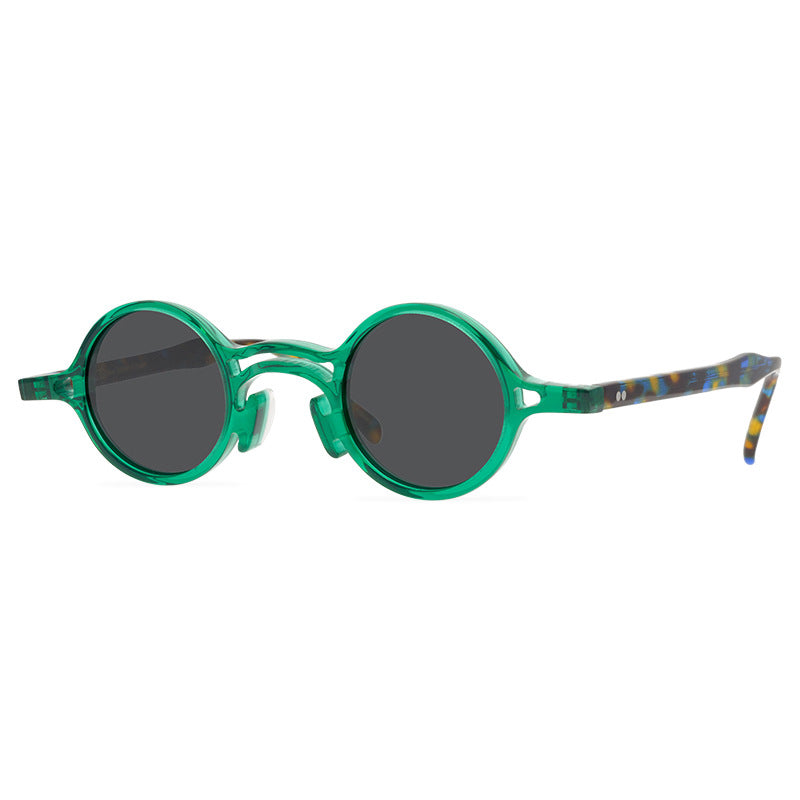 Retro Small Frame Plate Glasses Design Sense Handmade Sunglasses Polarized UV Protection Sun Glasses - eyeshions