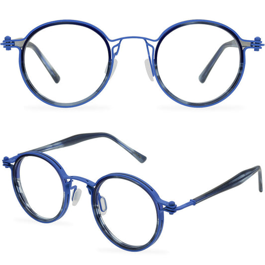 Small Retro Pure Titanium Plate Glasses Round Frame Handmade Glasses Frame Steampunk Flight Machinery Model - eyeshions
