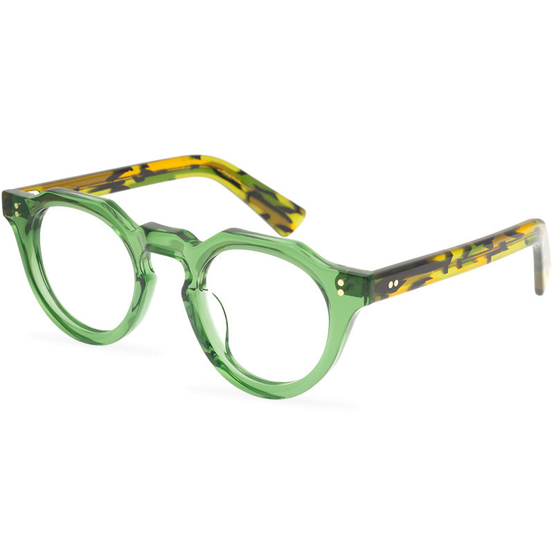 Trendy High Quality Thickened Acetate Fiber Glasses Frame Polygonal Flat Eyeglass Frame Fashionable Candy Color Splice - eyeshions