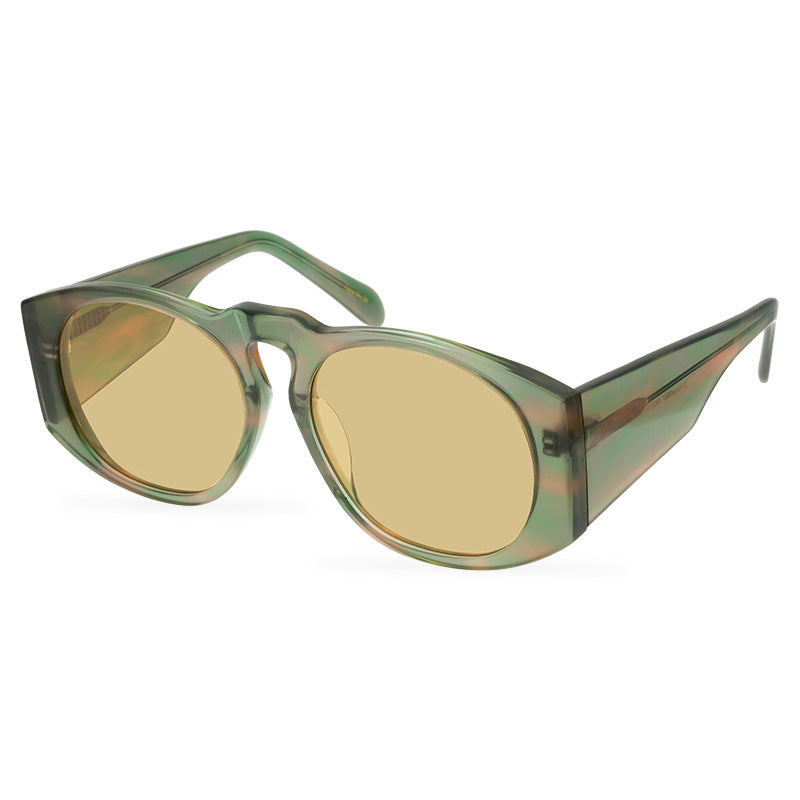 European And American Green Large Frame Sunglasses Women'S Plate Polarized High Quality Thick Frame Sunglasses Men'S Personality Fashion Wear - eyeshions