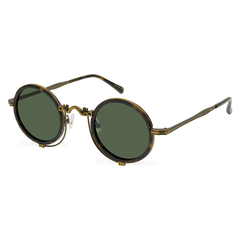New Men'S Round Retro Polarized Sunglasses Artistic Republic Of China Style Glasses Women'S Full Rim Frame Sunglasses Fashion - eyeshions