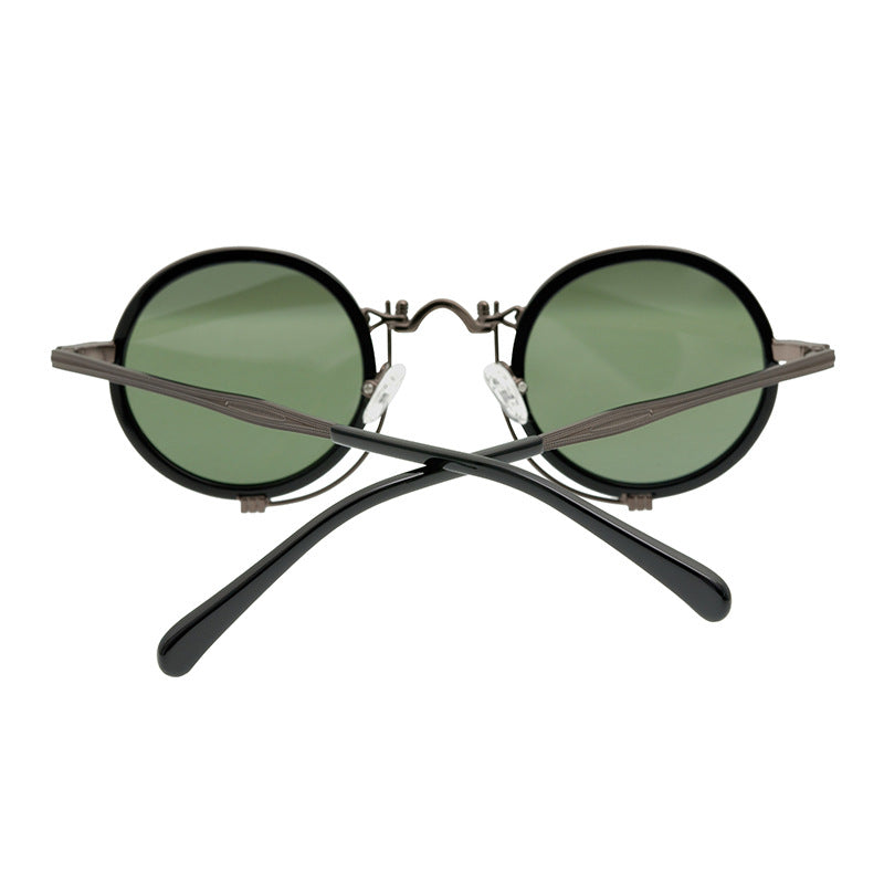New Men'S Round Retro Polarized Sunglasses Artistic Republic Of China Style Glasses Women'S Full Rim Frame Sunglasses Fashion - eyeshions