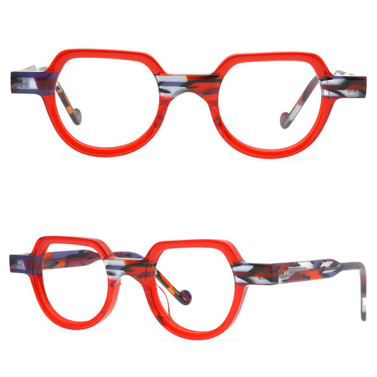 Handmade Brand Eyeglass Frame In Shenzhen, Double Color Panel Frame, Fashionable Peach Heart Design, Transparent Candy Color - eyeshions
