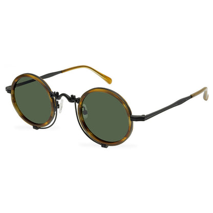 New Men'S Round Retro Polarized Sunglasses Artistic Republic Of China Style Glasses Women'S Full Rim Frame Sunglasses Fashion - eyeshions