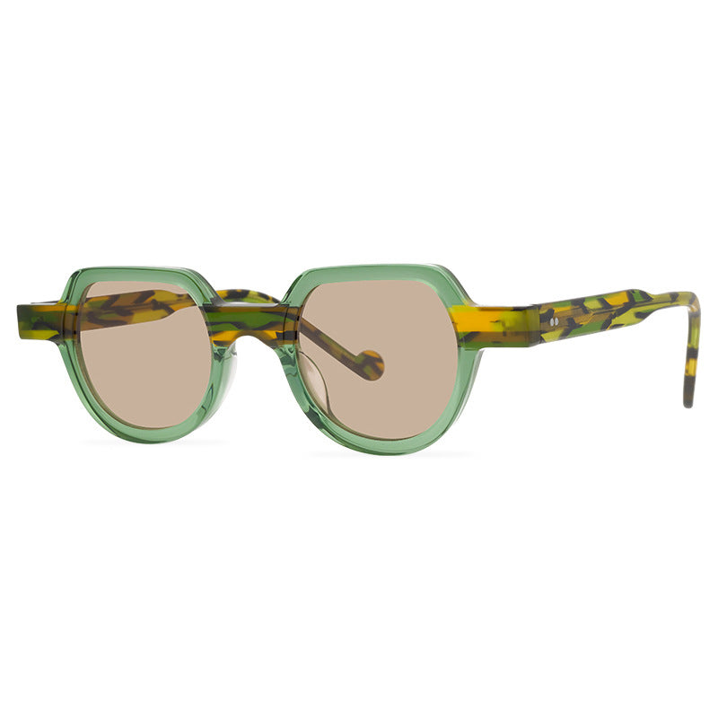 Hipster Mogul Street Shot Sunglasses Traditional Hand-Stitching Craft Plate Design Niche Retro Artistic Sunglasses - eyeshions