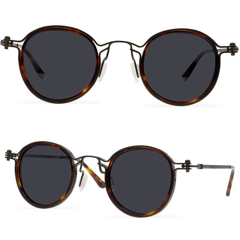 European And American Round Small Frame Trendy Sunglasses Wholesale TAC Polarized Sunshade Personalized Street Shot All-Match Sunglasses - eyeshions