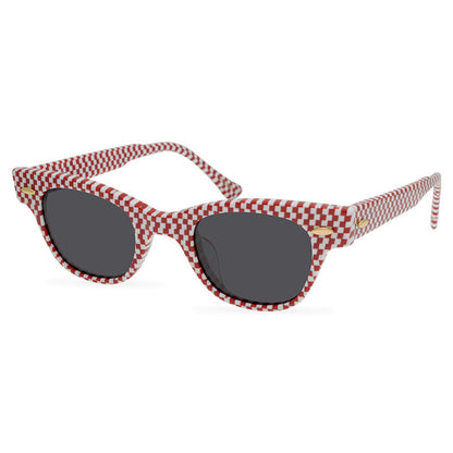 Personality Novel Unique Plate Black And White Plaid Red And White Plaid Texture Sunglasses Designer Polarized Sunglasses New - eyeshions