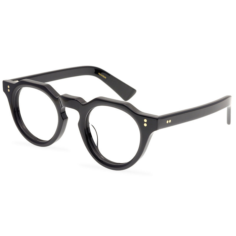 Trendy High Quality Thickened Acetate Fiber Glasses Frame Polygonal Flat Eyeglass Frame Fashionable Candy Color Splice - eyeshions