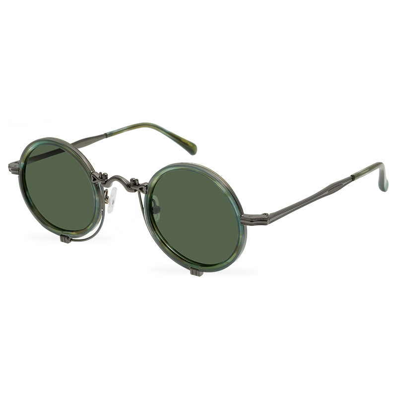 New Men'S Round Retro Polarized Sunglasses Artistic Republic Of China Style Glasses Women'S Full Rim Frame Sunglasses Fashion - eyeshions