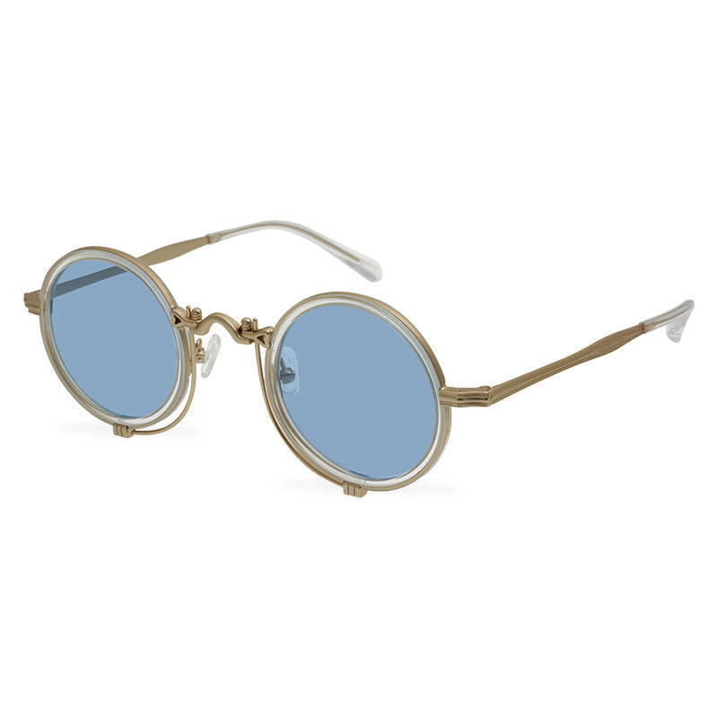 New Men'S Round Retro Polarized Sunglasses Artistic Republic Of China Style Glasses Women'S Full Rim Frame Sunglasses Fashion - eyeshions