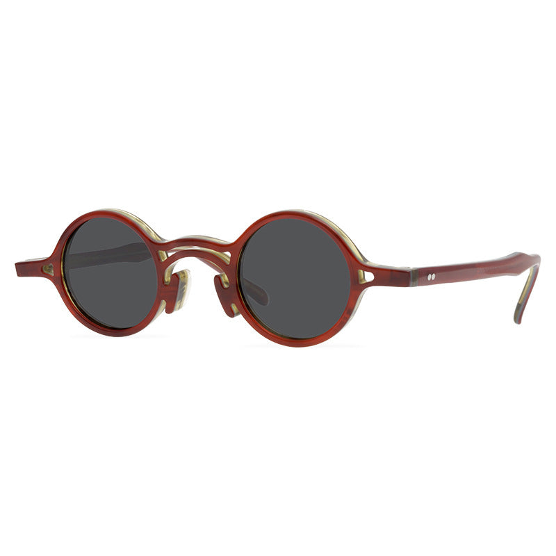 Retro Small Frame Plate Glasses Design Sense Handmade Sunglasses Polarized UV Protection Sun Glasses - eyeshions