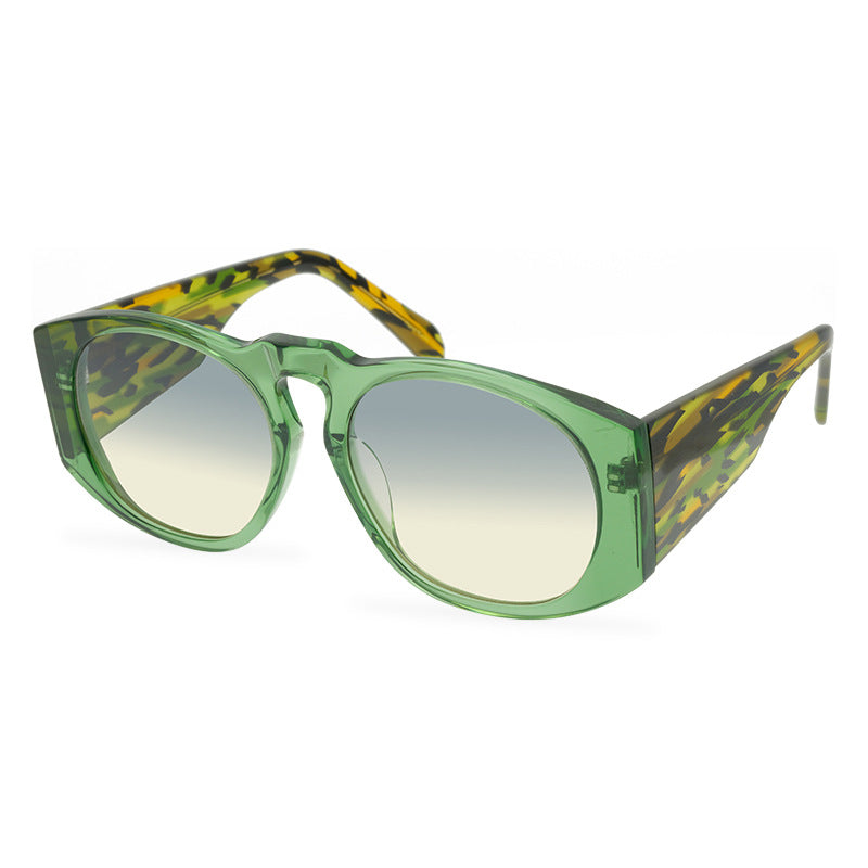 European And American Green Large Frame Sunglasses Women'S Plate Polarized High Quality Thick Frame Sunglasses Men'S Personality Fashion Wear - eyeshions