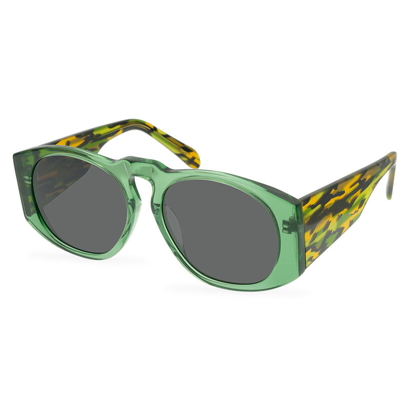 European And American Green Large Frame Sunglasses Women'S Plate Polarized High Quality Thick Frame Sunglasses Men'S Personality Fashion Wear - eyeshions
