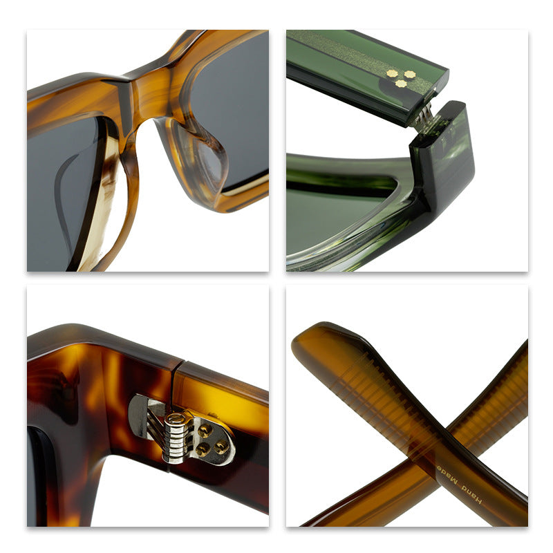 Retro Square Sun Glasses Thick Plate Unisex Glasses Full Rim Frame Sunglasses Trendy All-Match - eyeshions