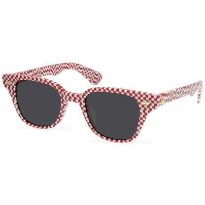 2022 Spring New Unique Black And White Plaid Red And White Plaid Texture Acetate Frame Sunglasses New Designer Polarized Sunglasses - eyeshions