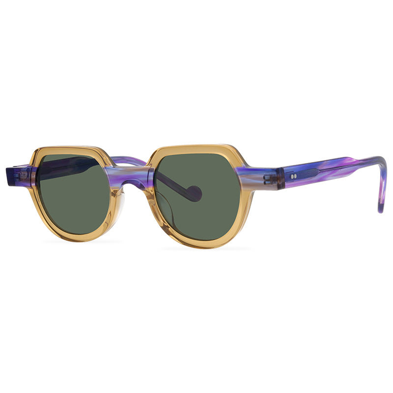 Hipster Mogul Street Shot Sunglasses Traditional Hand-Stitching Craft Plate Design Niche Retro Artistic Sunglasses - eyeshions