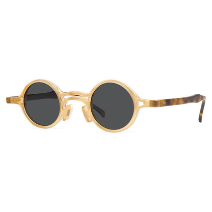 Retro Small Frame Plate Glasses Design Sense Handmade Sunglasses Polarized UV Protection Sun Glasses - eyeshions