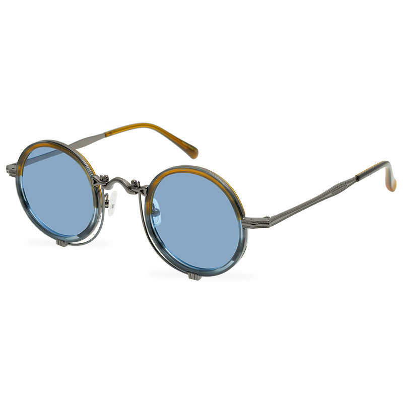 New Men'S Round Retro Polarized Sunglasses Artistic Republic Of China Style Glasses Women'S Full Rim Frame Sunglasses Fashion - eyeshions