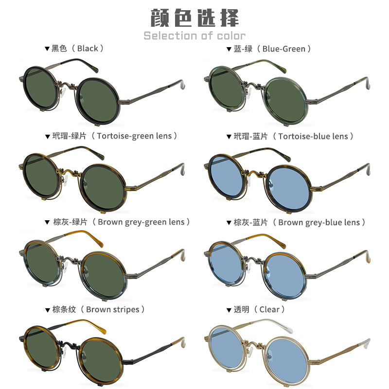 New Men'S Round Retro Polarized Sunglasses Artistic Republic Of China Style Glasses Women'S Full Rim Frame Sunglasses Fashion - eyeshions