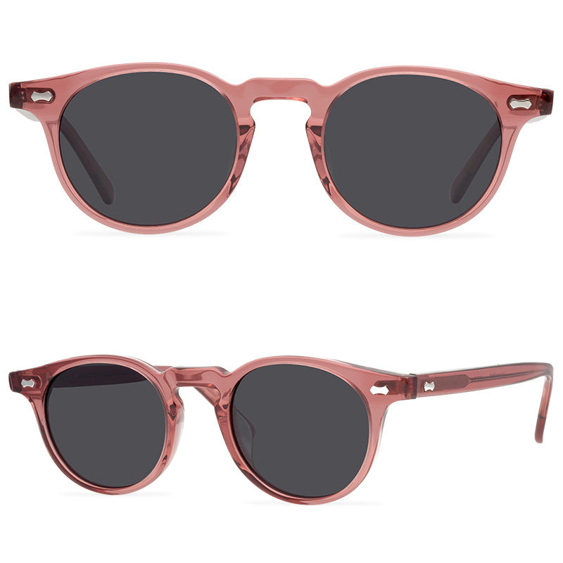 Fashion New Rivets Sunglasses Retro Stylish Polarized UV400 Sunglasses Internet Influencer Street Snap Round Frame Sun Glasses - eyeshions