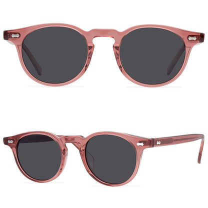 Fashion New Rivets Sunglasses Retro Stylish Polarized UV400 Sunglasses Internet Influencer Street Snap Round Frame Sun Glasses - eyeshions